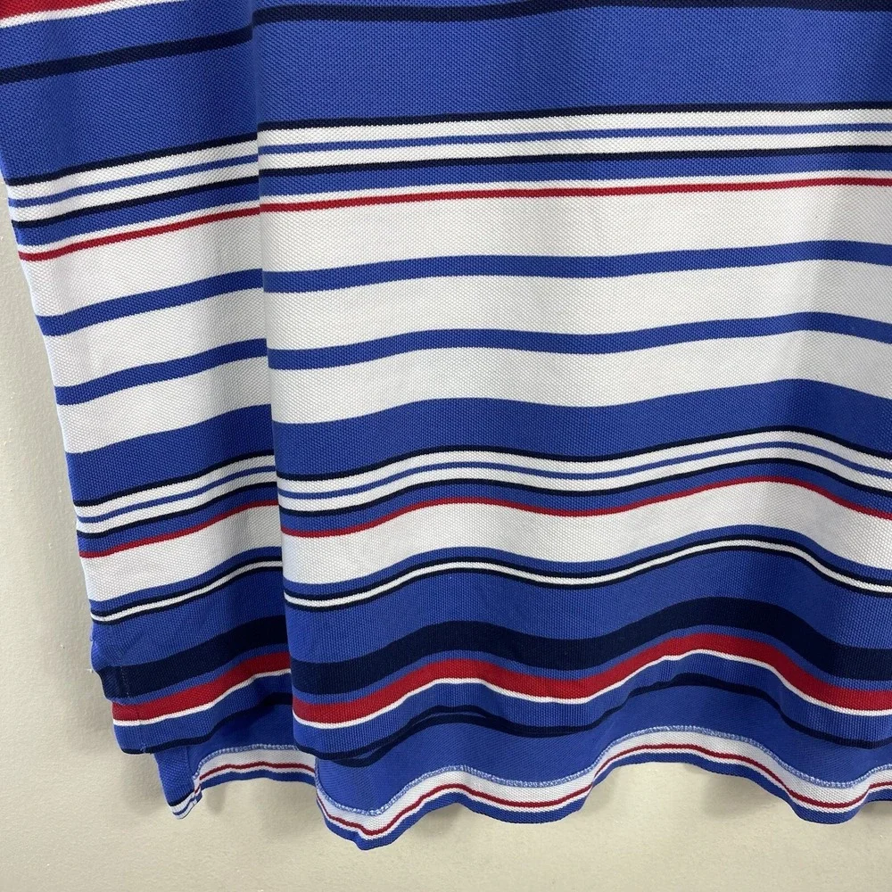 Polo Ralph Lauren Shirt Mens Large Blue White Striped Short Sleeve Top‎ Cotton